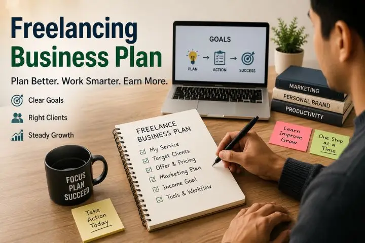 beginner freelancer creating a simple business plan